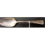 A PLAIN GEORGE SILVER DESSERT SPOON - LONDON 1793 BY W.S