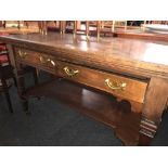 MAHOGANY CARVED SIDE TABLE WITH 2 DRAWERS & BRASS HANDLES MAKER BREW & CLARICE, FINSBURY