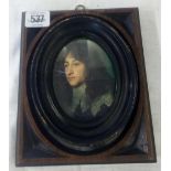 PORTRAIT OF A 17THC GENT, OVAL, IN INTERESTING DOUBLE FRAME [PRINT?]