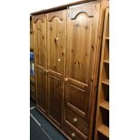 PINE 3 DOOR WARDROBE WITH SHELF & 2 DRAWERS