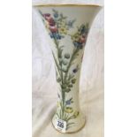 MOORCROFT VASE WITH SPROUTING FLOWER DESIGN 9 3/4'' HIGH X 4.5'' WIDE AT RIM, SIGNED AT BASE, NO