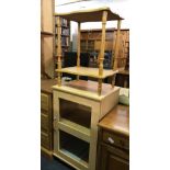 MODERN GLAZED CABINET WITH 2 TIER HALL TABLE
