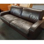 BROWN LEATHER 2 SEATER SETTEE