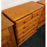 PINE CHEST OF 6 DRAWERS, 4 LONG, 2 SHORT