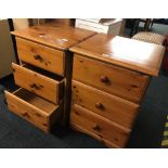 PAIR OF PINE BEDSIDE CHEST OF 3 DRAWERS