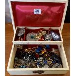 CREAM JEWELLERY BOX AND JEWELLERY