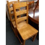 PAIR OF BEECH WOOD LADDER BACK CHAIRS & ANOTHER LIGHT COLOURED BEECH WOOD DINING CHAIR