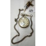 VINTAGE POCKET WATCH ON CHAIN & WATCH KEYS