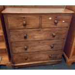 LARGE MAHOGANY LATE VICTORIAN 5 DRAWER CHEST, 3 LONG & 2 SHORT DRAWERS