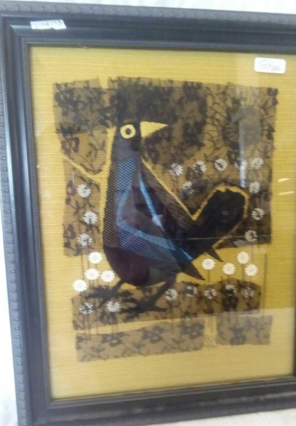 BARBARA VINCENT, A FABRIC COLLAGE AND EMBROIDERY PICTURE ENTITLED BLACKBIRD WITH DAISIES, EXHIBITION - Image 3 of 5