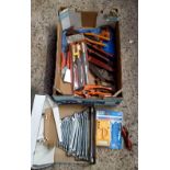 2 CARTONS OF DIY ITEMS INCL; QTY OF LIGHT BULBS, 3 PIECE WOOD RASP SET ETC