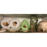 SHELF OF CARLTONWARE LEAF PLATE & GRAVY BOAT WITH DISH & OTHER CHINAWARE