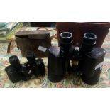 PAIR OF OCTRA 7 X 50 BINOCULARS IN CASE A/F, PAIR OF AQUILUS 8 X 26 BINOCULARS IN CASE, BOOTS