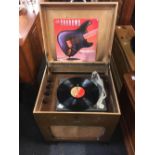 VINTAGE MONARCH RECORD DECK IN CABINET (TREATED WOOD WORM)