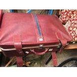 SUITCASE OF MODERN MATERIAL, TABLE CLOTHS ETC