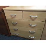 WOOD EFFECT CHEST OF 5 DRAWERS (3 LONG & 2 SHORT)