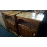 PAIR OF MODERN PINE BEDSIDE CUPBOARDS