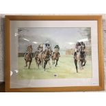 F/G JOEL RAWE WATERCOLOUR OF A RACING HORSES SCENE