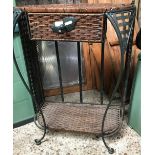 GREEN METAL FRAMED WICKER PATIO UNIT