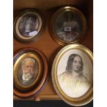 3 FRAMED HISTORIC PRINTS, DARTMOUTH, TORQUAY & STARTPOINT & 4 SMALL OVAL ANTIQUE PORTRAIT PRNTS