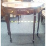 REPRODUCTION MAHOGANY HALL TABLE WITH PILLAR LEGS & 2 DRAWERS