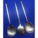 3 ART DECO SILVER COFFEE SPOONS - B'HAM 1932