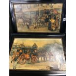 PAIR OF FRAMED LITHOGRAPH'S OF COACH & HORSES