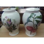 PAIR OF DECORATIVE HAND PAINTED JAPANESE VASES, PORTMEIRION LAMP BASE & GRIMWOODS LAMP BASE (NO