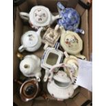 BOX WITH TEAPOTS & VARIOUS