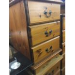 PAIR OF MODERN CHEST OF 3 DRAWERS WITH BRASS DROP HANDLES