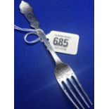 HIGHLY DECORATED SILVER FORK 1884