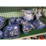 SHELF OF BLUE & WHITE CHINAWARE ETC