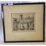 PENCIL SIGNED ETCHING OF ASSISI, SIGNED B NICHOLSON
