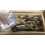 BOX OF BONE BOBBINS & BEADS