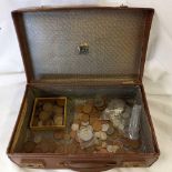 LEATHER CASE OF COINS