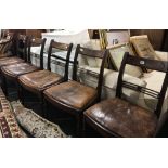5 MAHOGANY DINING CHAIRS WITH LEATHER SEATS PLUS A CARVER CHAIR MATCHING
