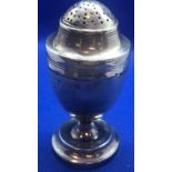 A SILVER URN SHAPED PEPPER CASTER - B'HAM