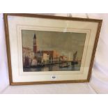 AN EXTENSIVE VIEW OF THE GRAND CANAL IN VENICE SIGNED BOUVARD [PRINT?]
