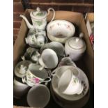 2 CARTONS OF PART TEA / COFFEE SETS, DAPHNE BY NORITAKI, FRUIT BOWLS BY PARAGON & ROYAL ALBERT TEA