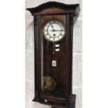 MAHOGANY & GLAZED PENDULUM WALL CLOCK