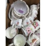 BOX OF CHINA W/W MEADOW SWEET 6 CUPS& SAUCERS, ROYAL STANDARD 21 PIECE TEA SET