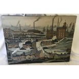 OIL PAINTING ON CANVAS AFTER L S LOWRY 1952, INDUSTRIAL LANDSCAPE