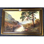 FRAMED OIL HIGHLAND RIVER BY W. RICHARDS