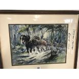 F/G OIL PAINTING OF SHIRE HORSES