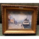 F/G RED INDIAN PICTURE & A WIGWAM PICTURES, BOATING SCENE PICTURES , BOATING SCENE & GILT FRAMED