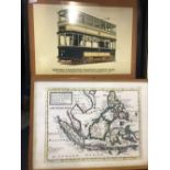 BOX CONTAINING 8 ASSORTED PICTURES INCLUDING ANTIQUE MAP OF BUCKINGHAMSHIRE A MAP OF THE EAST