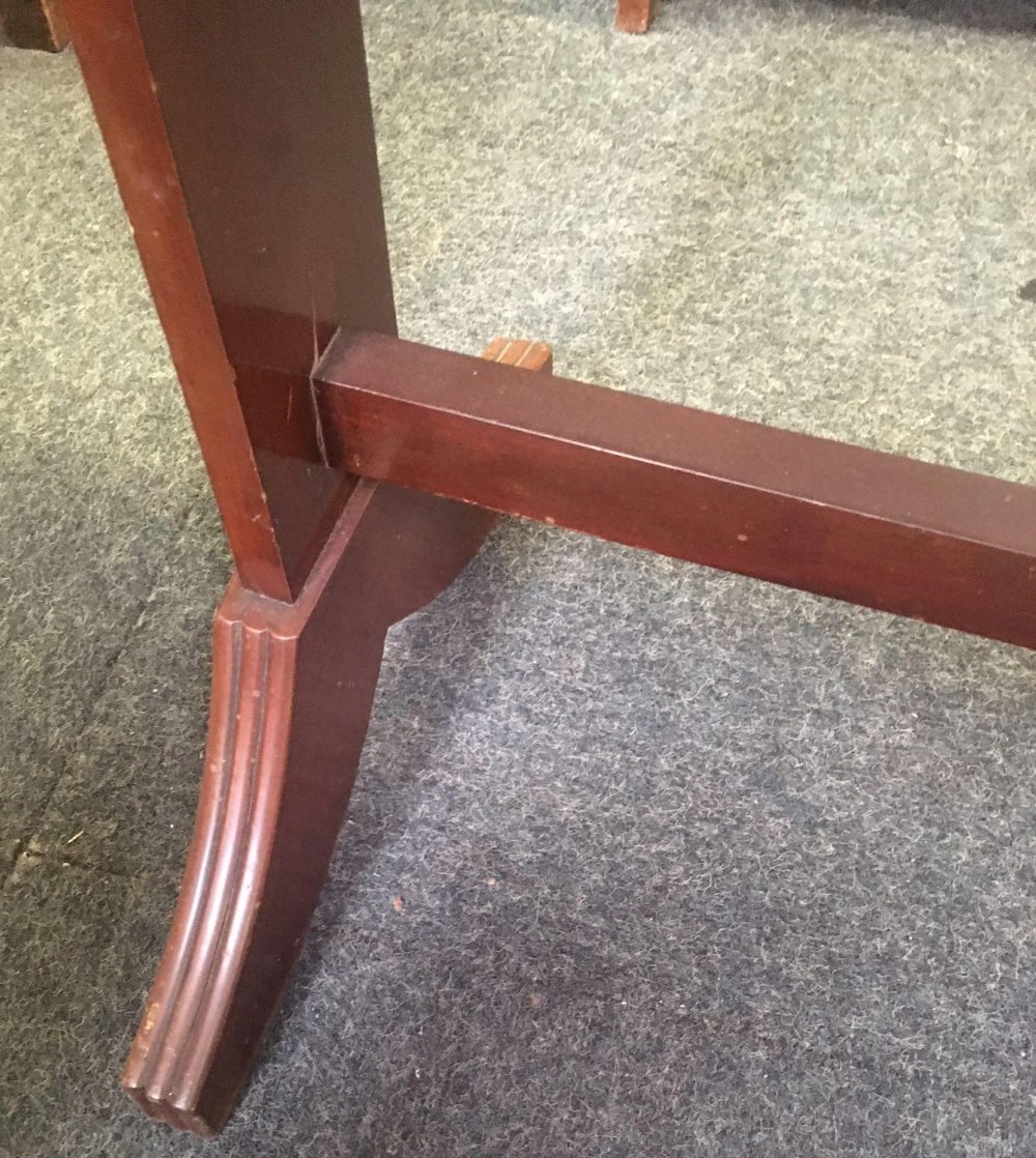 MAHOGANY SOFA TABLE WITH 2 DRAWERS (TOP SCRATCHED)