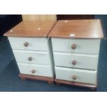 PAIR OF MODERN STAINED PINE CHEST OF 3 DRAWERS