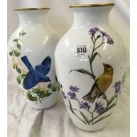 2 VASES 'THE BIRDS OF SUMMER' BY A.J RUDISILL