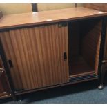 WOODEN OFFICE CUPBOARD WITH SLIDING DOORS (30'' W)